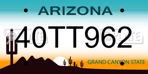 40TT962 Arizona License Plate