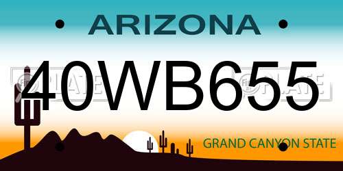 40WB655 Arizona License Plate