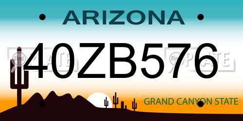 40ZB576 Arizona License Plate