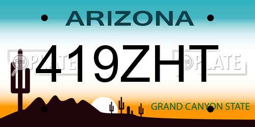 419ZHT Arizona License Plate