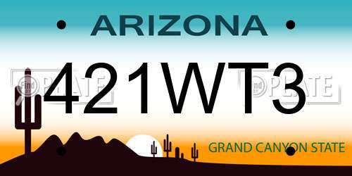 421WT3 Arizona License Plate