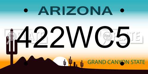 422WC5 Arizona License Plate