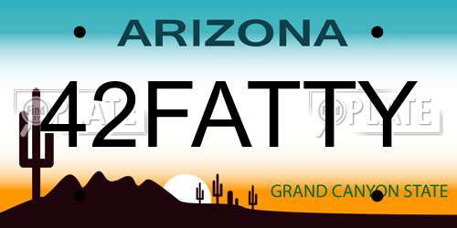 42FATTY Arizona License Plate