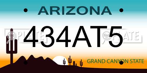 434AT5 Arizona License Plate