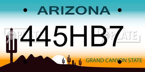 445HB7 Arizona License Plate