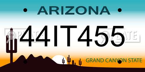 44IT455 Arizona License Plate