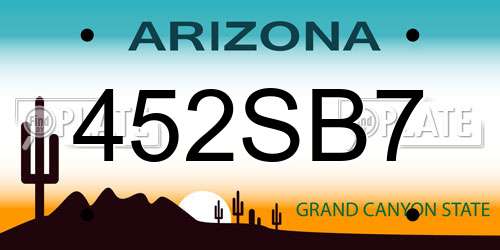 452SB7 Arizona License Plate