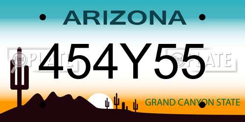 454Y55 Arizona License Plate