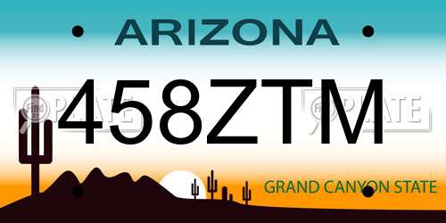 458ZTM Arizona License Plate