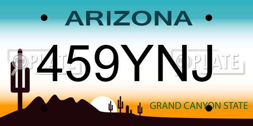 459YNJ Arizona License Plate