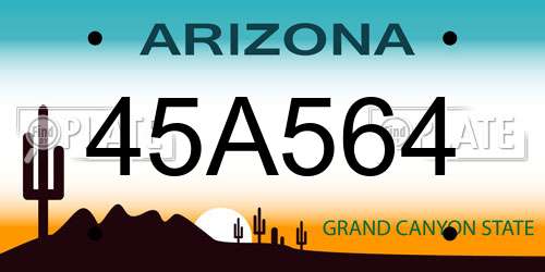 45A564 Arizona License Plate