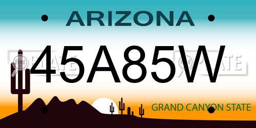 45A85W Arizona License Plate