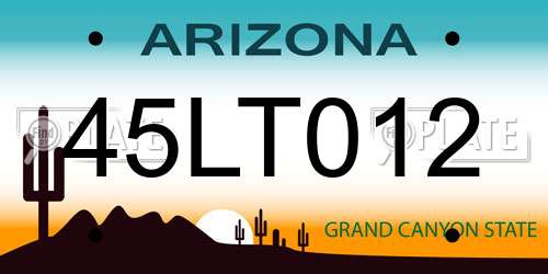 45LT012 Arizona License Plate