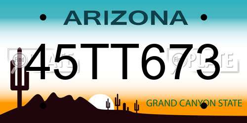45TT673 Arizona License Plate