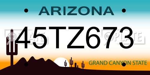 45TZ673 Arizona License Plate