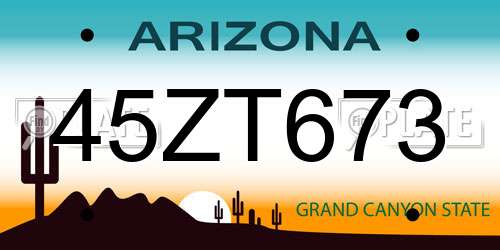 45ZT673 Arizona License Plate