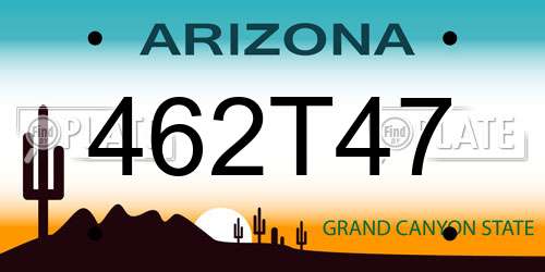 462T47 Arizona License Plate