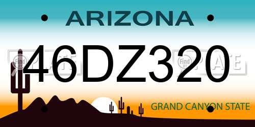 46DZ320 Arizona License Plate