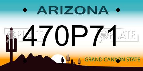 470P71 Arizona License Plate