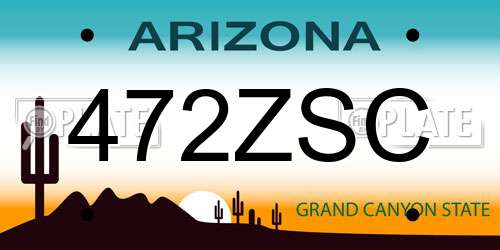 472ZSC Arizona License Plate