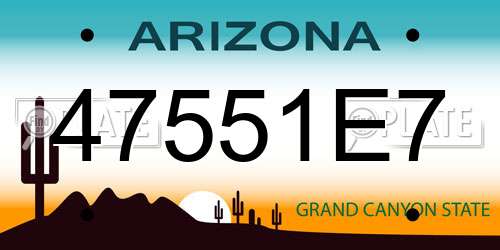 47551E7 Arizona License Plate