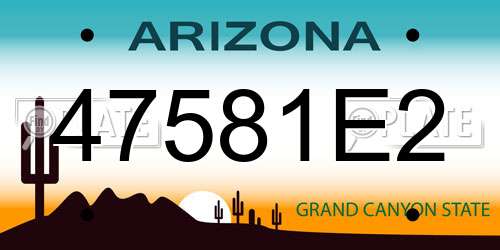 47581E2 Arizona License Plate