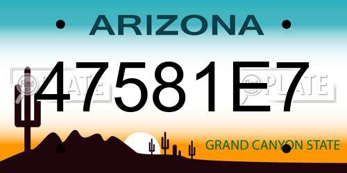 47581E7 Arizona License Plate