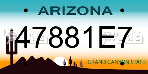47881E7 Arizona License Plate