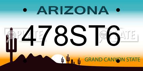 478ST6 Arizona License Plate