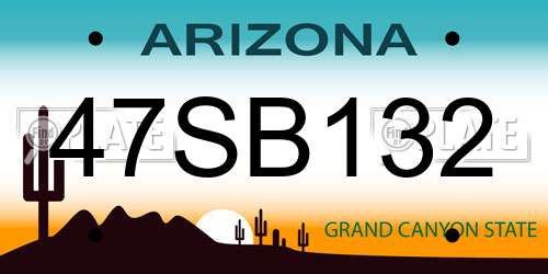 47SB132 Arizona License Plate