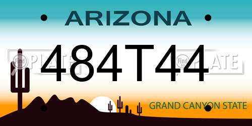 484T44 Arizona License Plate