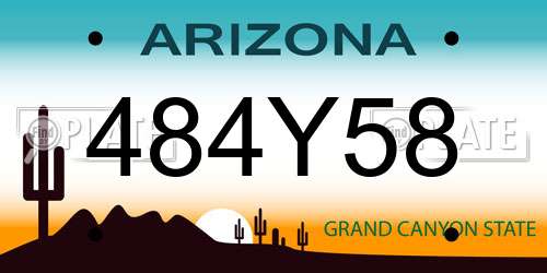 484Y58 Arizona License Plate