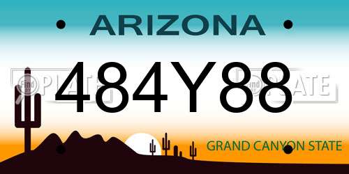 484Y88 Arizona License Plate
