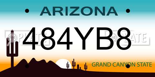 484YB8 Arizona License Plate