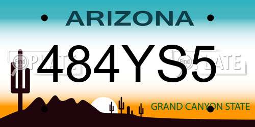 484YS5 Arizona License Plate