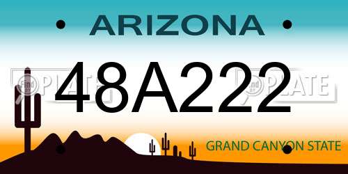 48A222 Arizona License Plate