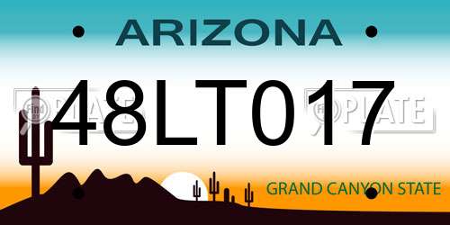 48LT017 Arizona License Plate
