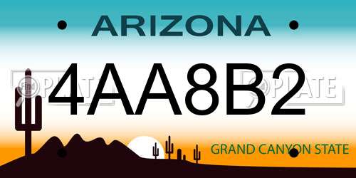 4AA8B2 Arizona License Plate