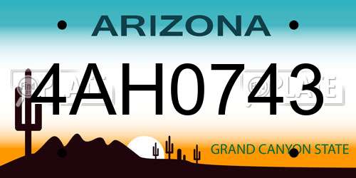 4AH0743 Arizona License Plate