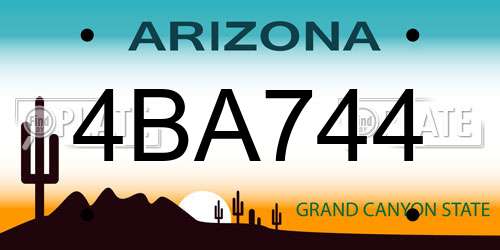 4BA744 Arizona License Plate