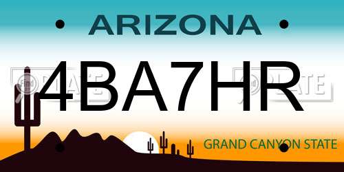 4BA7HR Arizona License Plate