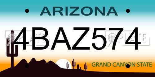 4BAZ574 Arizona License Plate