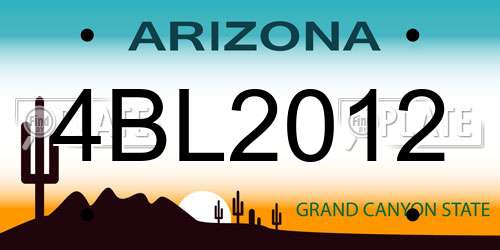 4BL2012 Arizona License Plate