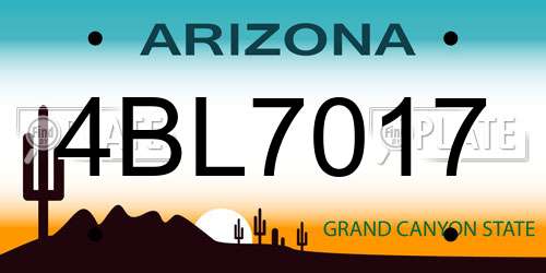 4BL7017 Arizona License Plate