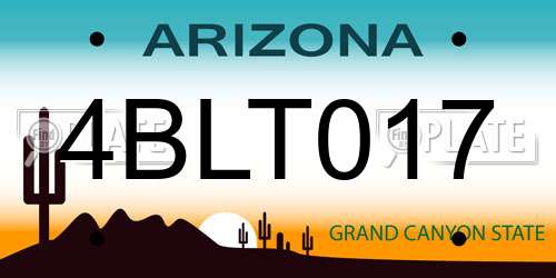 4BLT017 Arizona License Plate