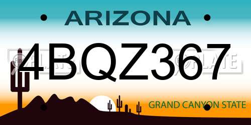 4BQZ367 Arizona License Plate