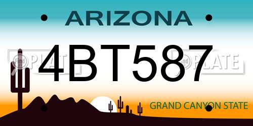 4BT587 Arizona License Plate