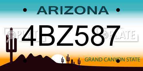 4BZ587 Arizona License Plate