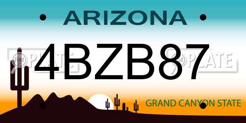 4BZB87 Arizona License Plate