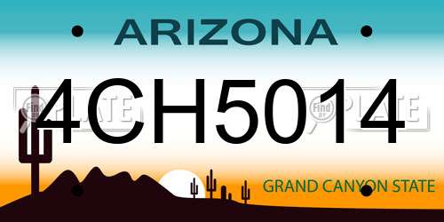 4CH5014 Arizona License Plate